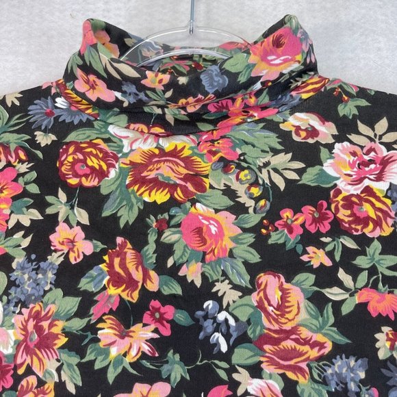 NWT Vintage ONE STEP UP Womens L Black Floral Cottagecore Long Sleeve Turtleneck - Picture 6 of 10